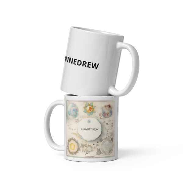 Sun-Moon Print White Glossy Mug：圖片 2