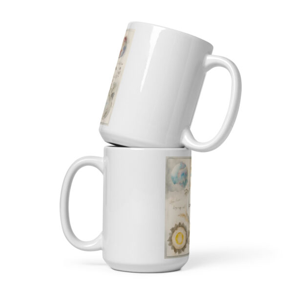 Sun-Moon Print White Glossy Mug：圖片 3